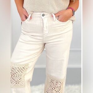Judy Blue Crochet Patch Wide Leg